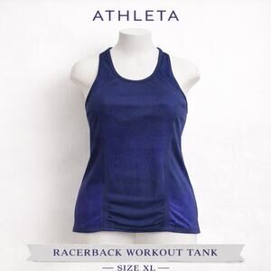 Athleta Blue Racerback Tank Top Mesh Dot Athletic Workout Top XL